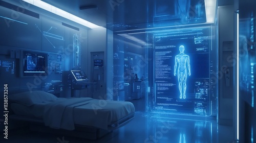 Holographic Medical Data Visualization in Futuristic Hospital Setting