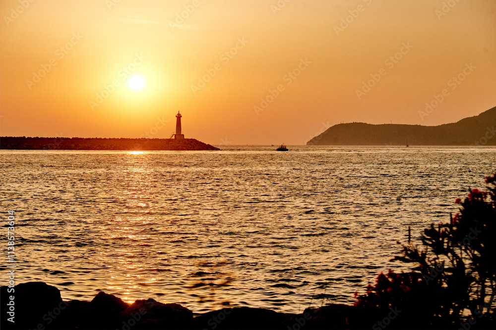Seascape light sun, pond sea outside, ocean nature scenery, lighthouse sunset Seascape light sun, pond sea outside, ocean nature scenery, lighthouse sunset