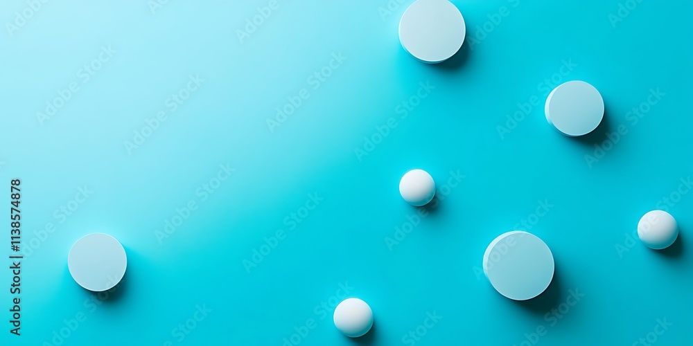 Abstract Blue Background With White Cylinders and Spheres Abstract Blue Background With White Cylinders and Spheres