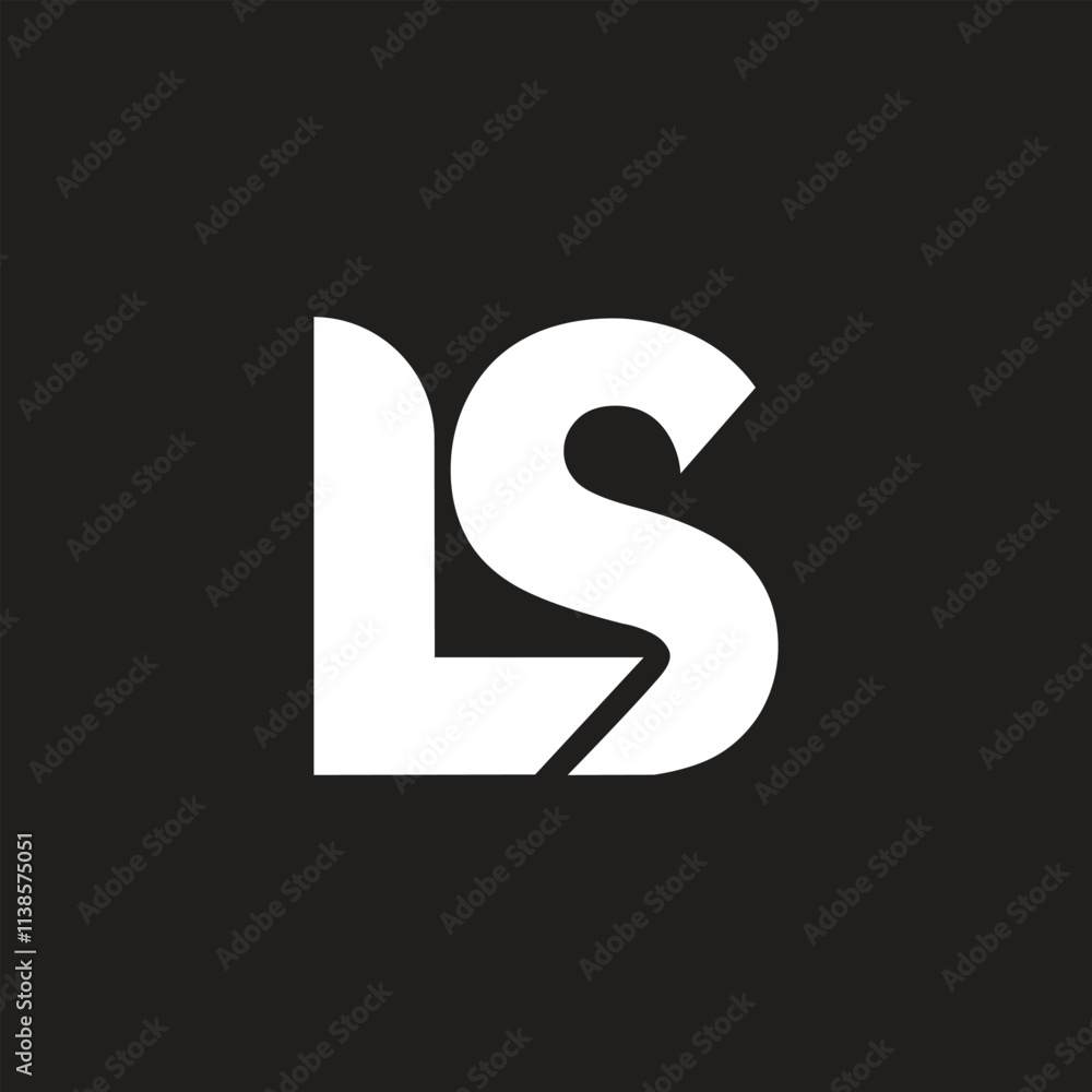 Abstract letter LS initial logo vector design template white color on black background Abstract letter LS initial logo vector design template white color on black background