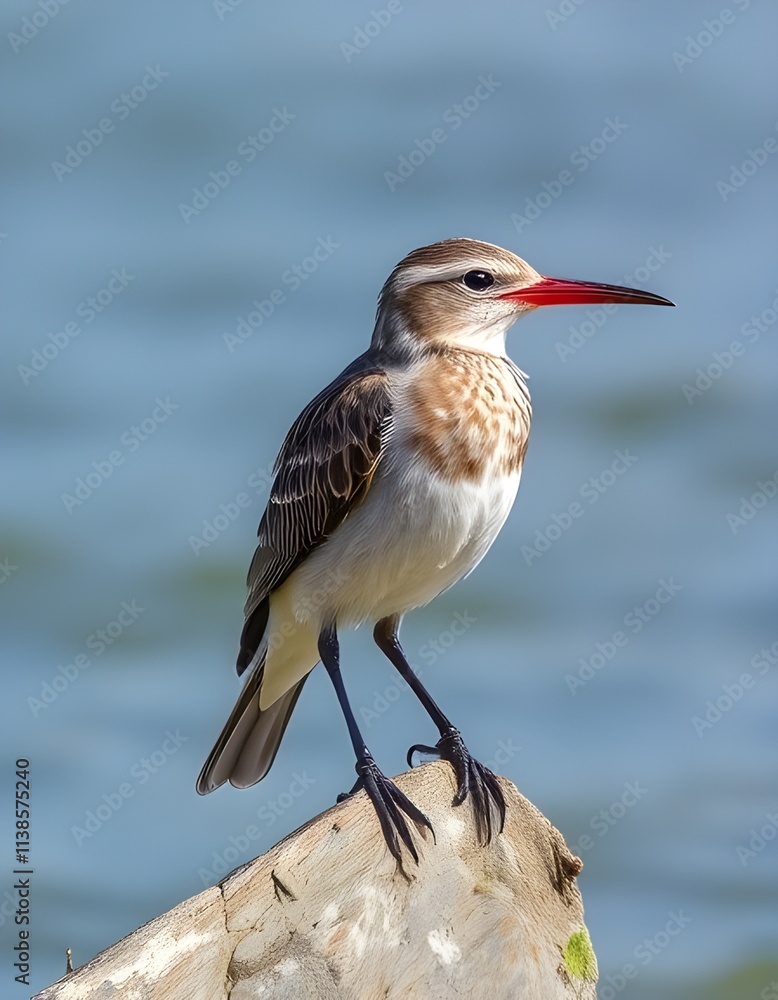 bird with a red beak perched on a rock showcasing its vibrant colors against a natural backdrop