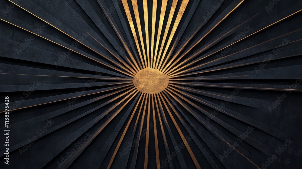 Obraz premium Abstract Black And Gold Sunburst Design