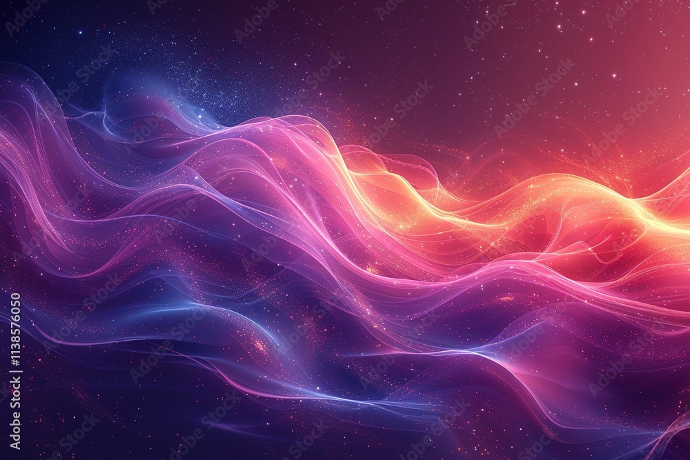 A colorful wave of light with a purple and orange hue A colorful wave of light with a purple and orange hue