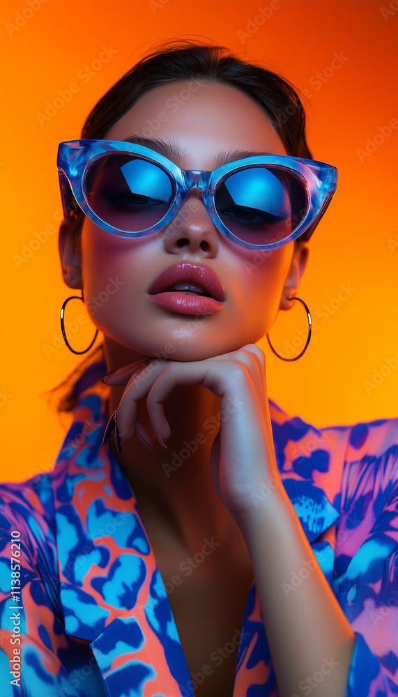 A woman wearing glasses and a purple dress A woman wearing glasses and a purple dress