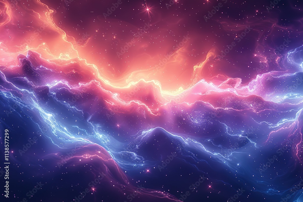 Fototapeta premium A colorful space scene with a purple and blue cloud in the middle