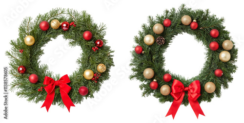 Wallpaper Mural christmas wreath with ribbon isolated Torontodigital.ca