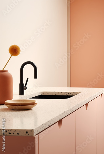 Modern kitchen sink. Home interior.