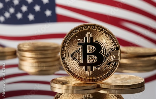 Bitcoin and American Flag photo