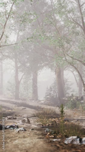 Wallpaper Mural summer forest with deep fog Torontodigital.ca