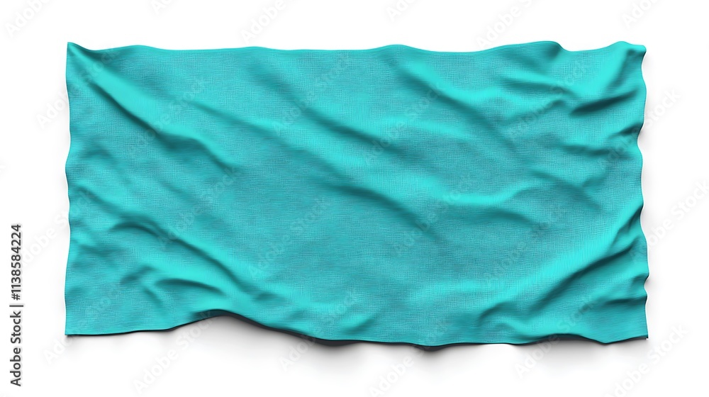Bright cyan blank flag with slight texture on a white background Bright cyan blank flag with slight texture on a white background