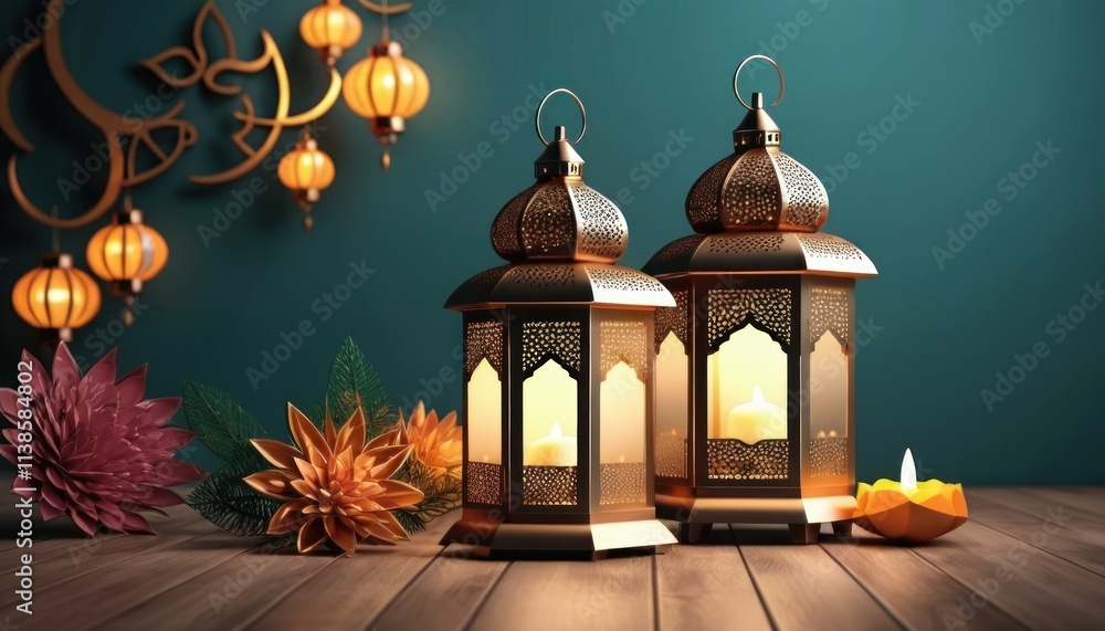 Ramadan Lantern decoration background 3d rendering Ramadan Lantern decoration background 3d rendering