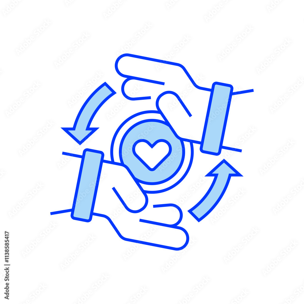 Helping Hand Line Icon. linear style sign for mobile concept and web design. Outline vector icon. Helping Hand Line Icon. linear style sign for mobile concept and web design. Outline vector icon.