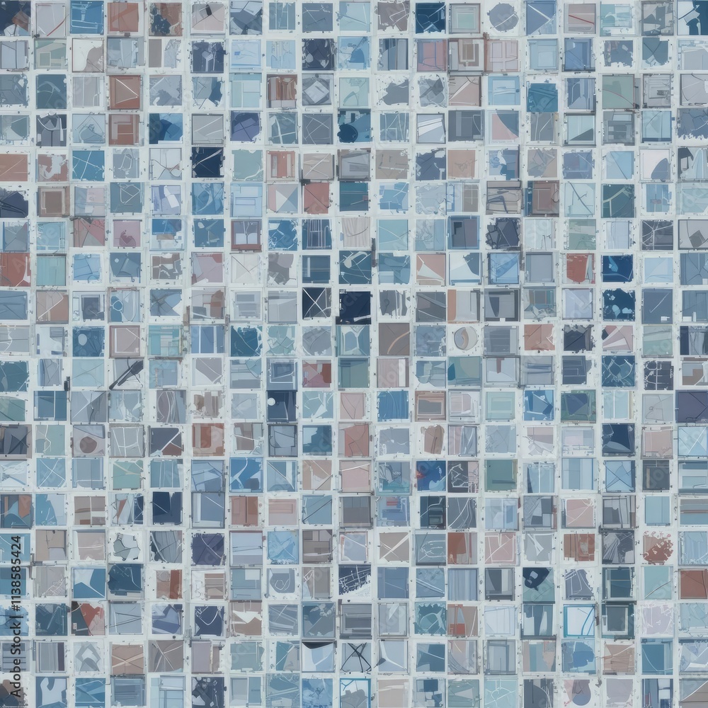 Fototapeta premium Colorful abstract mosaic pattern with various shades and multiple frames on a light background