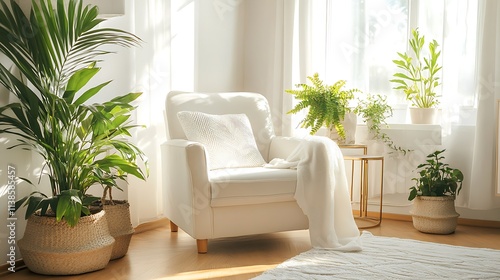 Beautiful Modern Living room Interior with furniture's ,mockup frame , posters, wall -3d Rendering