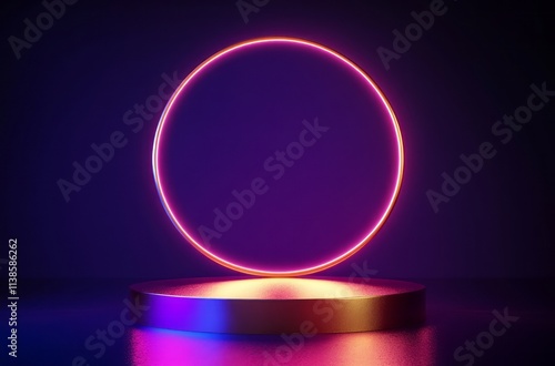 Neon Oval Light Above Golde...