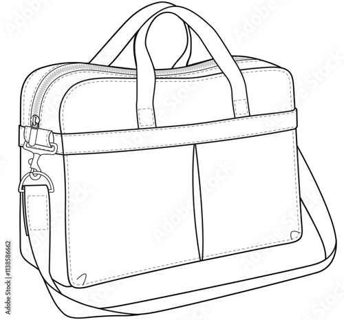 slip pocket holdall bag flat sketch vector illustration