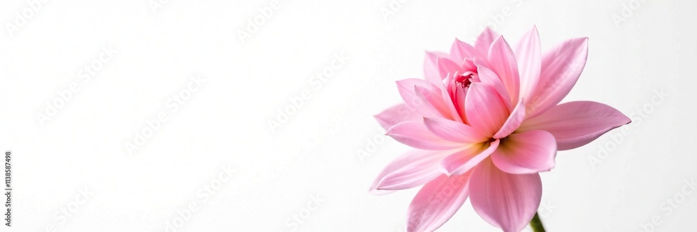Fototapeta premium Pastel pink dahlia bloom isolated on white background, flower, pink, white