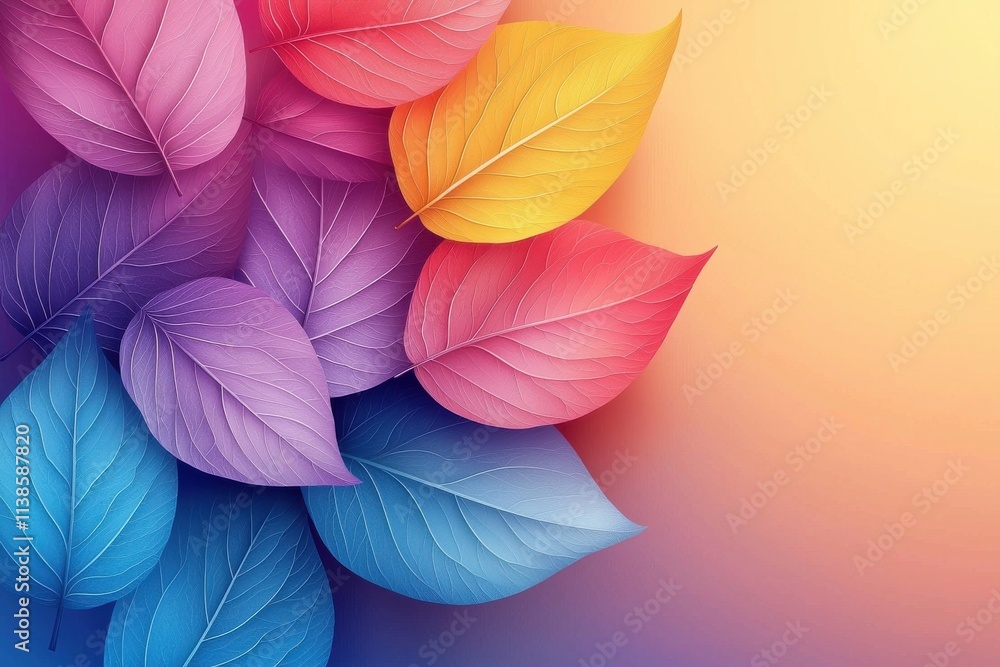 Fototapeta premium Colorful gradient leaves creating a striking abstract background
