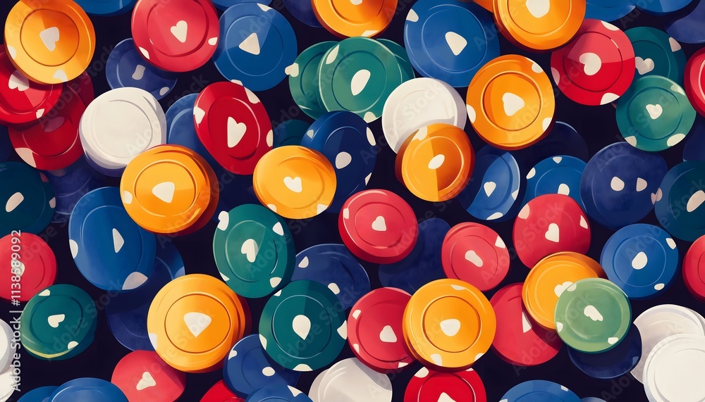 Seamless illustration of colorful poker chips Seamless illustration of colorful poker chips