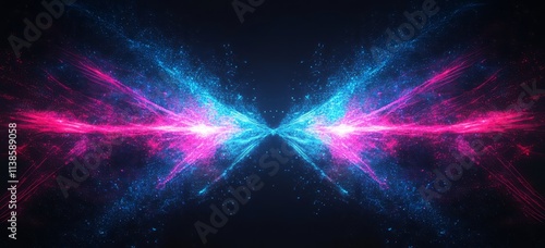 Abstract Neon Pink Blue Energy Burst Wings