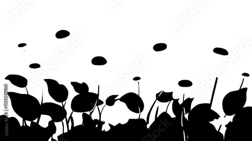 A field of Shasta daisies growing naturally in an open outdoor space, Vectorized Plant Art