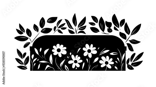 Floral blanket draping over a casket at an outdoor service, Vectorized Plant Art