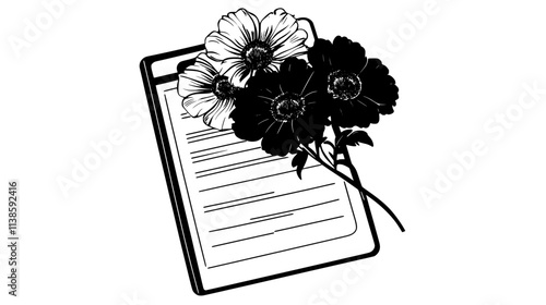 Packing slip listing flower varieties for shipment, Vectorized Plant Art