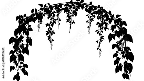 Passionflower vines climbing up a garden arch, Vectorized Plant Art