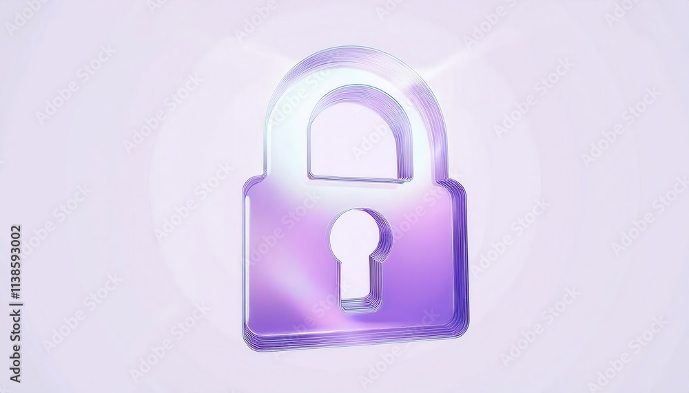 Futuristic Transparent Purple Padlock Icon for Cybersecurity, Privacy Protection, and Digital Security Concepts with Minimalist 3D Design Ideal for Technology Branding, Encryption, and Data Safety Futuristic Transparent Purple Padlock Icon for Cybersecurity, Privacy Protection, and Digital Security Concepts with Minimalist 3D Design Ideal for Technology Branding, Encryption, and Data Safety