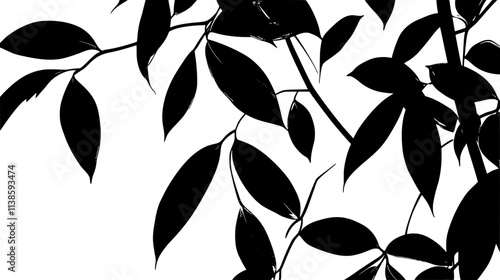 Rubber vine climbing trees in a tropical environment, Vectorized Plant Art