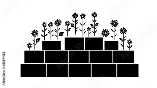 Stacks of boxed flowers arranged for shipment in a wholesale warehouse, Vectorized Plant Art