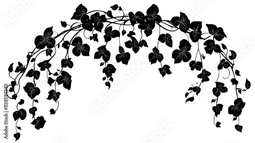 Sweet pea vines climbing up a trellis with delicate flowers, Vectorized Plant Art