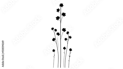 A tall spike with tiny tubular flowers arranged in a uniform vertical pattern, Vectorized Plant Art