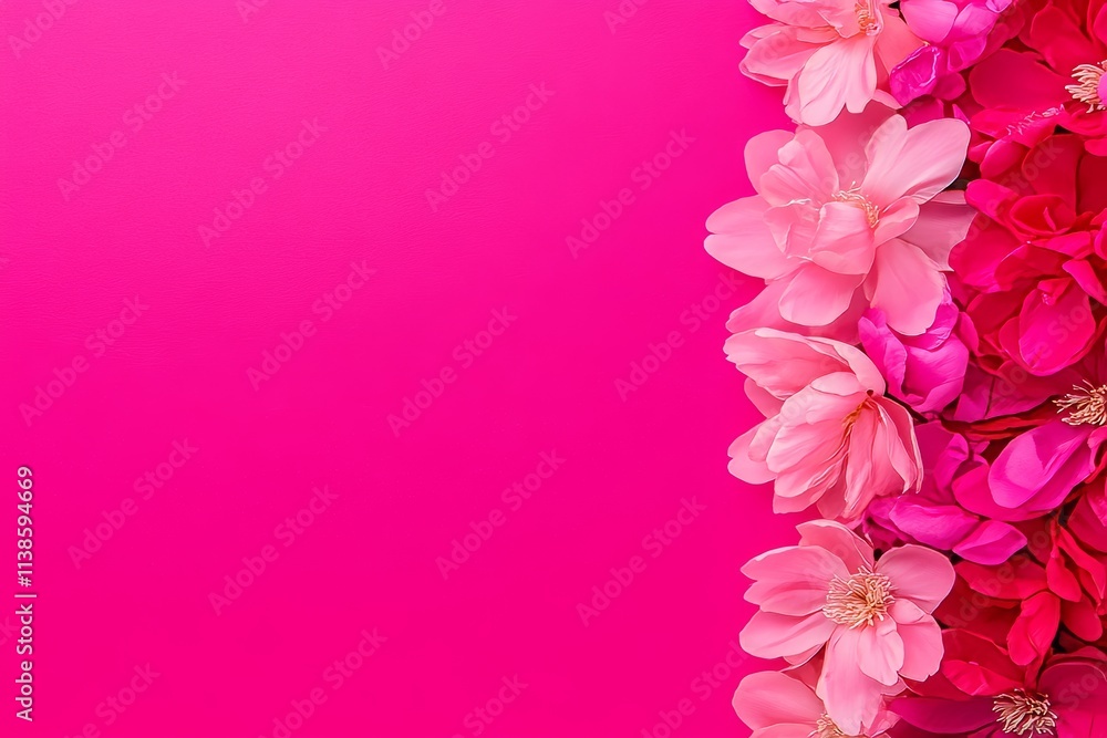 Fototapeta premium A minimalist illustration showcasing a lovely arrangement of pastel peonies on a soft pink background, embodying the charm of summer and spring.