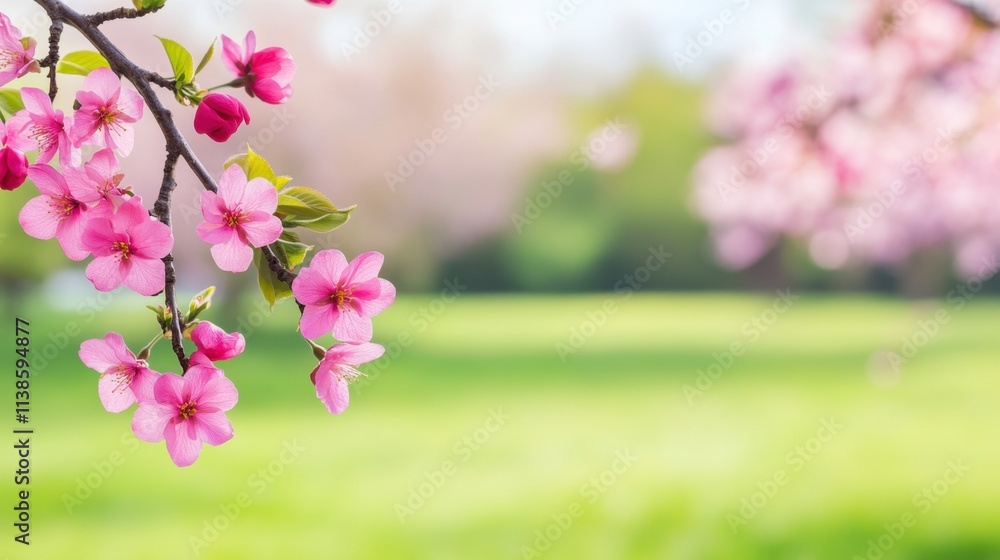 Beautiful Blooming Cherry Blossoms in a Serene Spring Landscape Beautiful Blooming Cherry Blossoms in a Serene Spring Landscape
