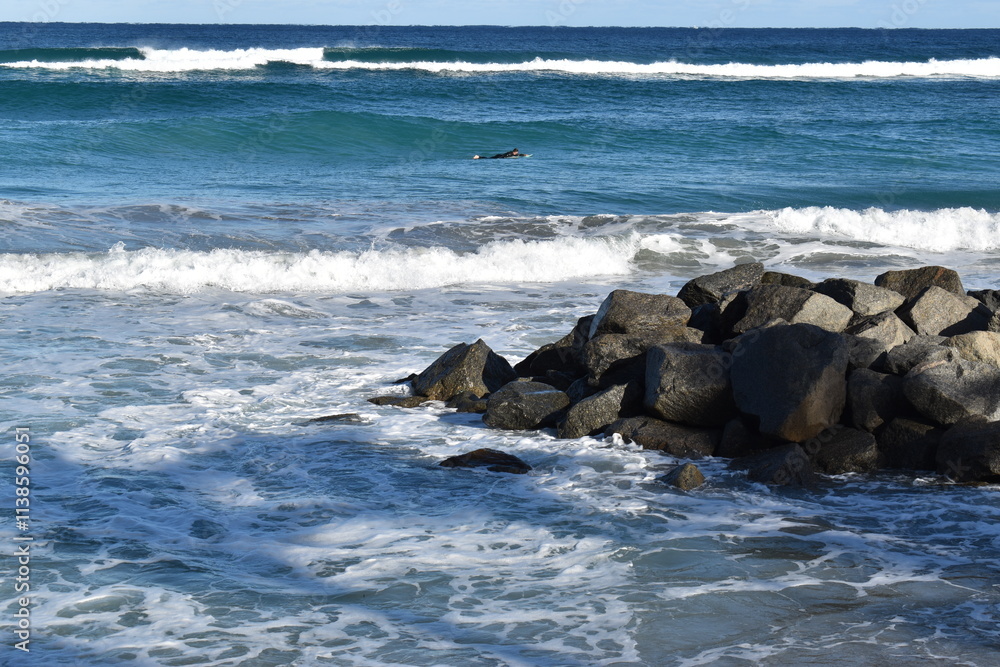 waves crashing on the rocks