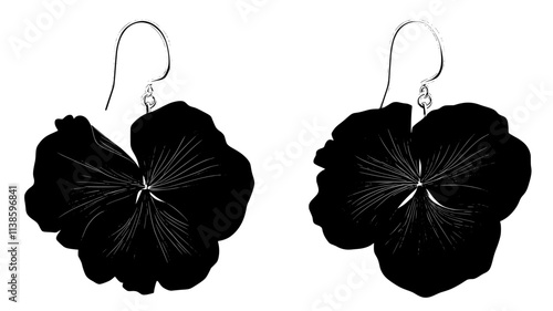 Earrings made from pressed flower petals, Plant Illustration