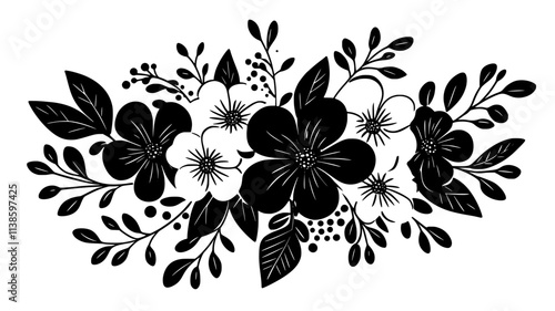 Flowers arranged into a circular bouquet for a decorative centerpiece, Plant Illustration