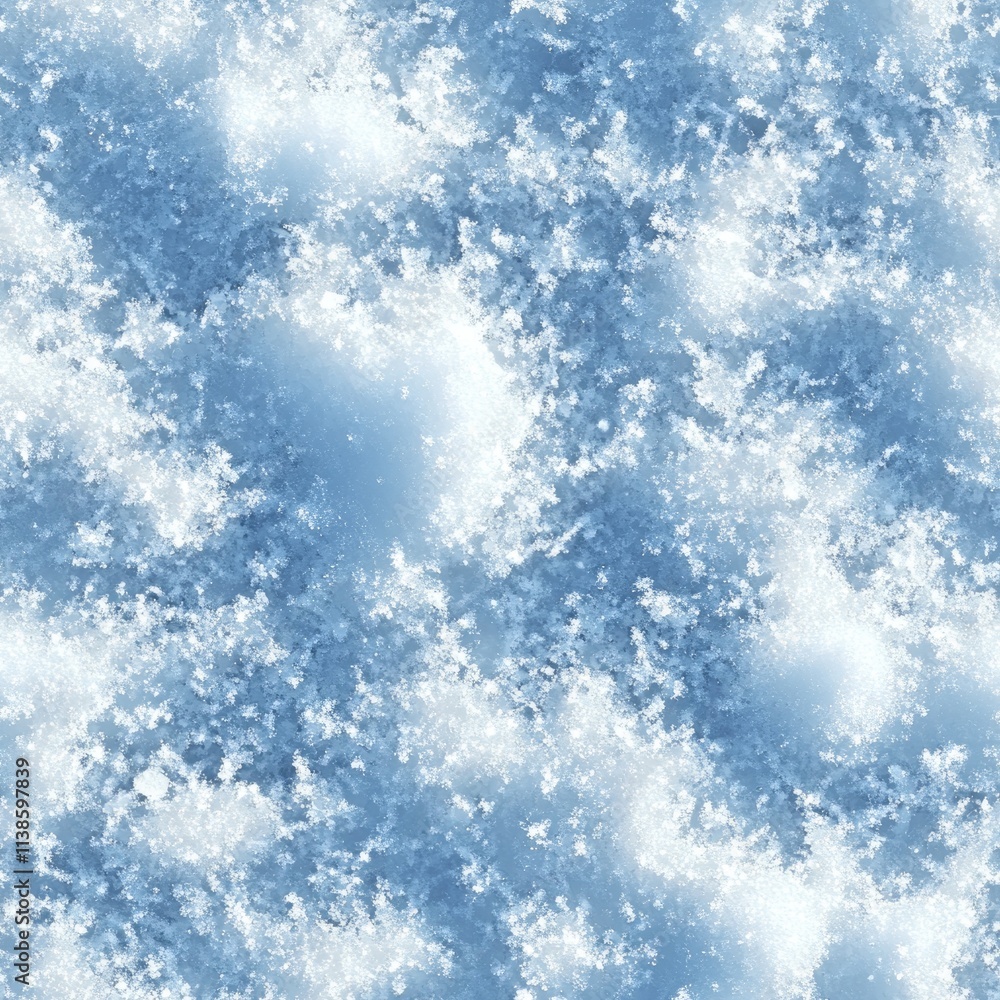 Obraz premium Top view photo of snow with delicate crystalline patterns, seamless texture