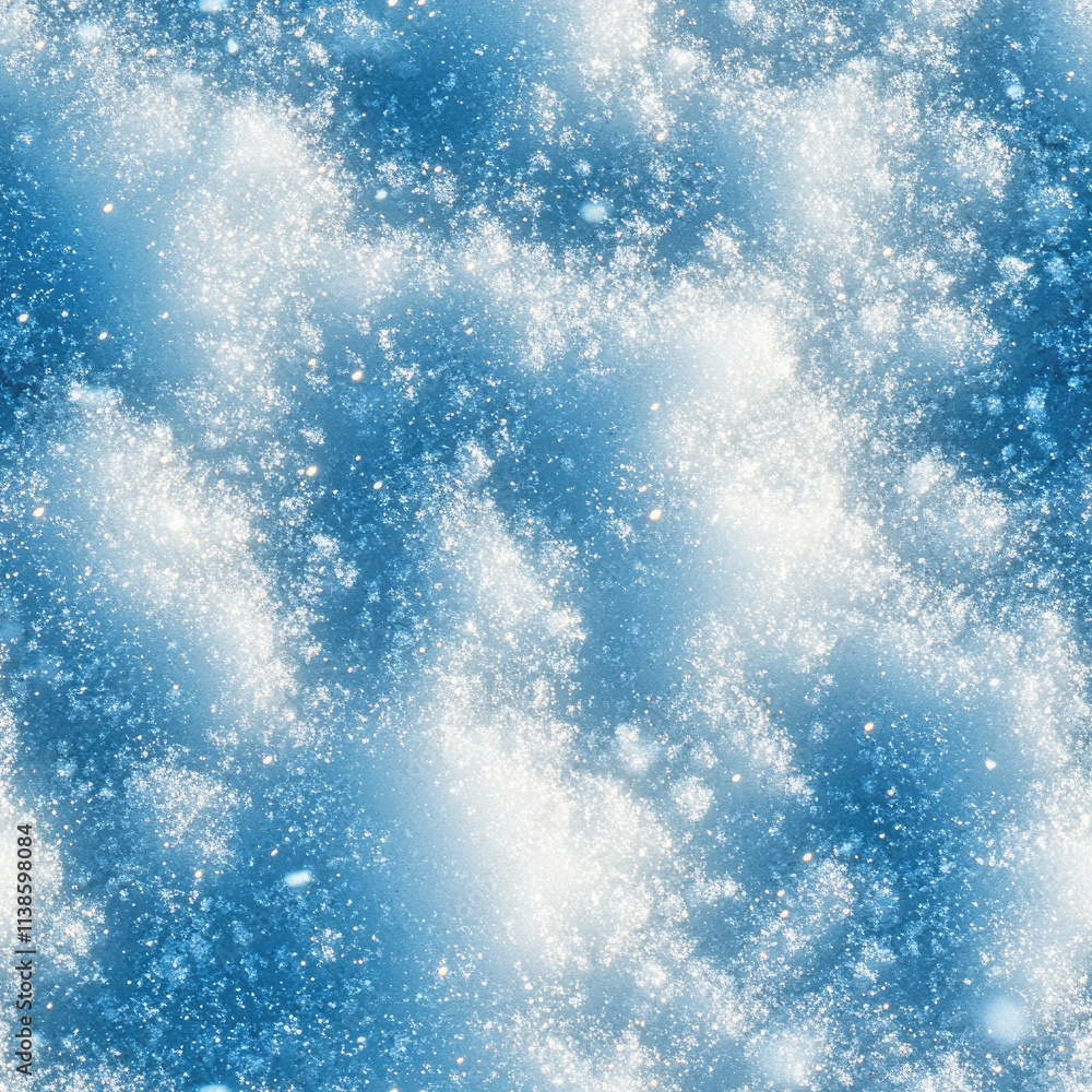 Top view photo of snow with hints of blue and white sparkles, seamless texture Top view photo of snow with hints of blue and white sparkles, seamless texture
