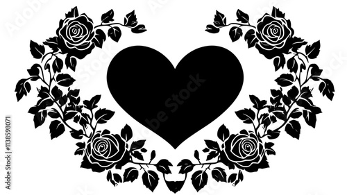 Heart-shaped arrangement of roses at a graveside service, Plant Illustration