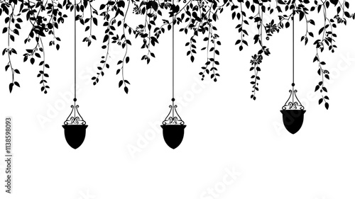 Hanging floral chandeliers on the reception hall ceiling, Plant Illustration