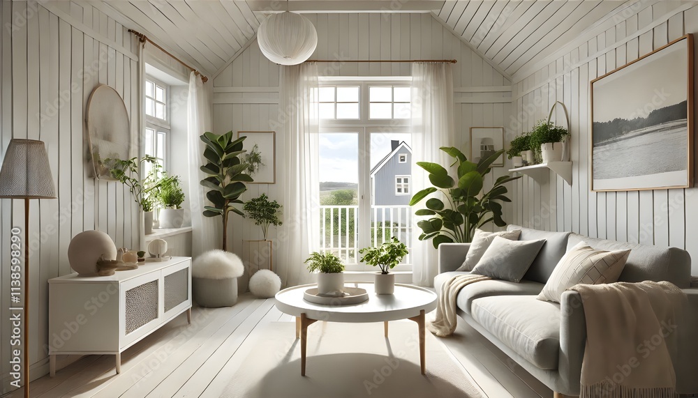 Contemporary Comfort with Plush Sofa and Warm Lighting Contemporary Comfort with Plush Sofa and Warm Lighting