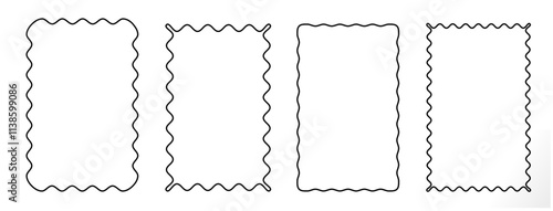 wavy edge frames (editable stroke) for design.