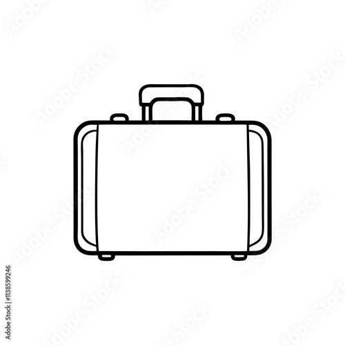 Suitcase Line Art on White Background
