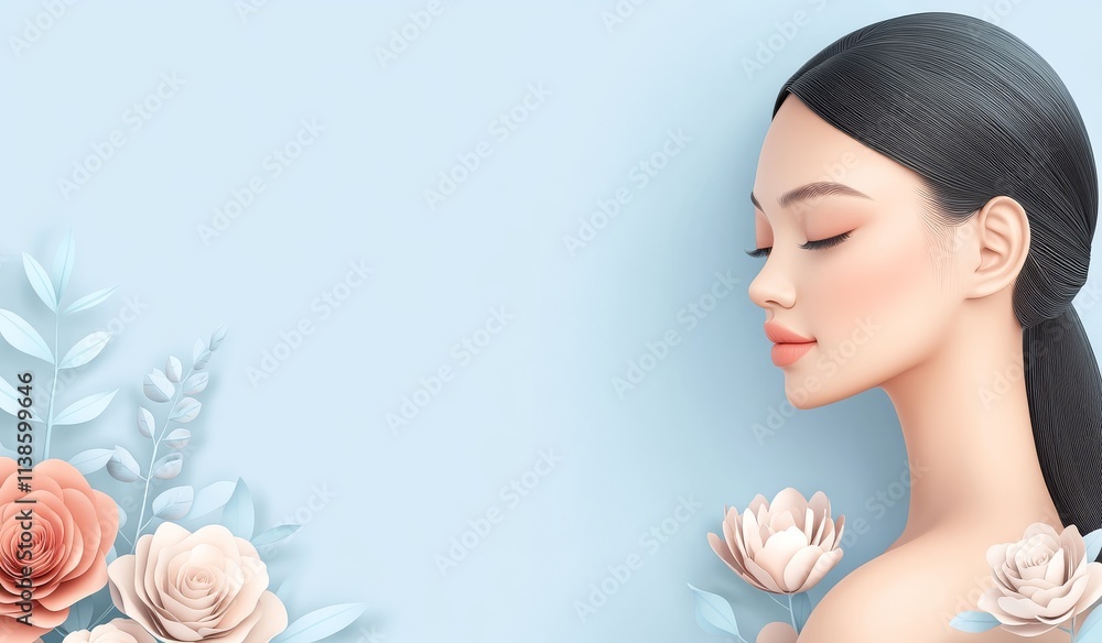 Naklejka premium woman with flower