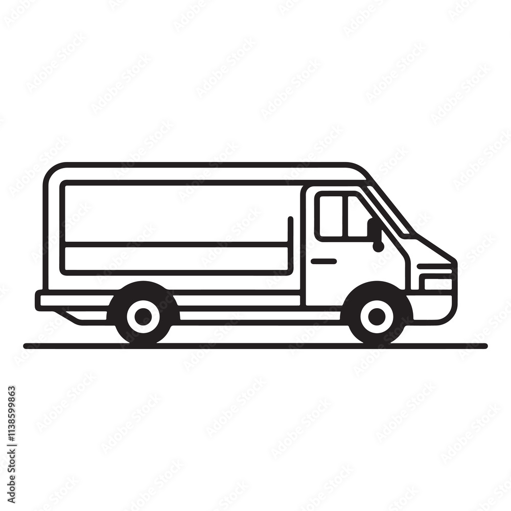 Fast delivery truck icon line art vector illustration Fast delivery truck icon line art vector illustration