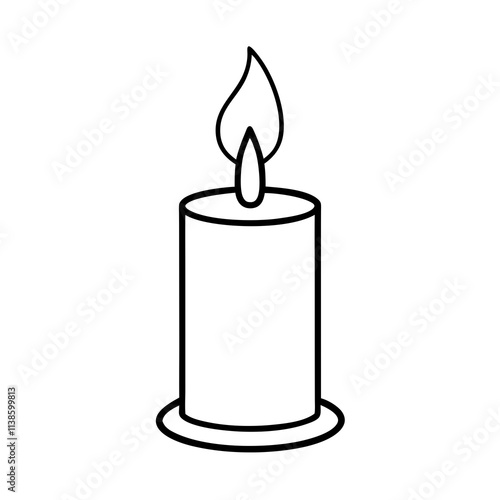 Candle Line Art on White Background
