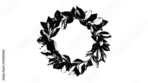 A simple dried flower wreath with dried petals arranged in an overlapping circular form, Plant Illustration