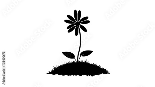A small, star-shaped flower growing low to the ground with several pointed petals, Plant Illustration